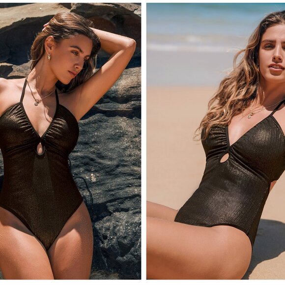 NWT Glisten Up Halter One-Piece Swimsuit - Picture 10 of 13